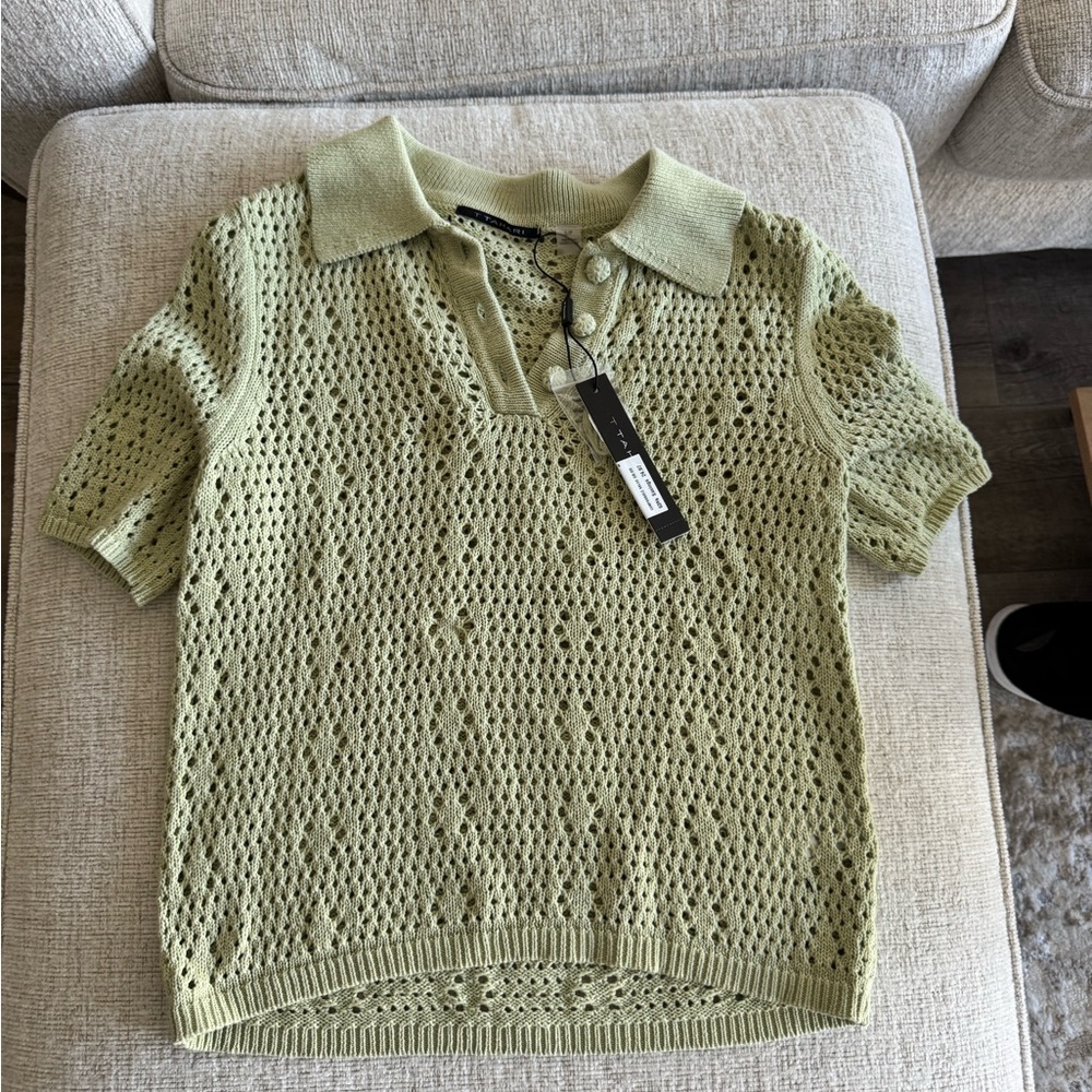 Green Knit Short Sleeve Polo Shirt
